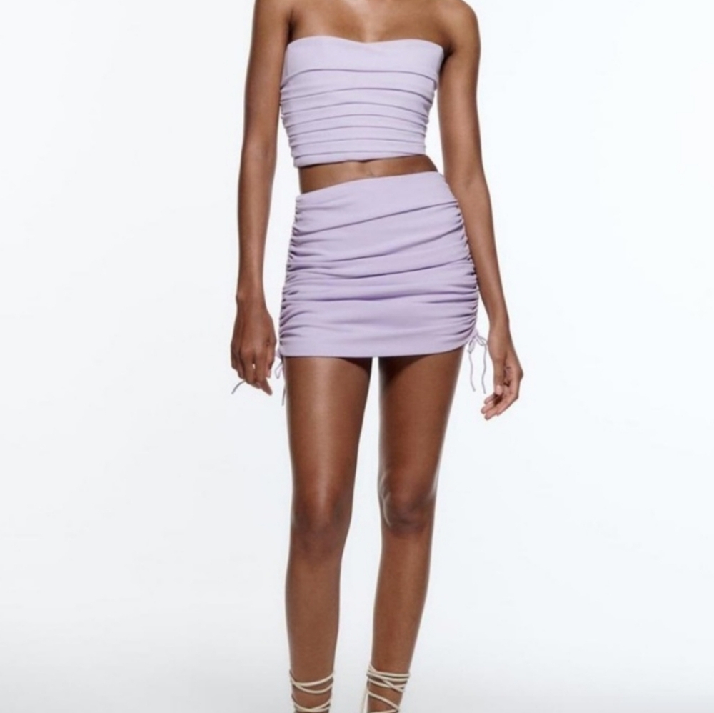 BUSTIER CROP TOP AND SKIRT crop top was $ 39.90 and skirt 49.90 - Picture 1 of 16